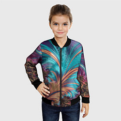 Бомбер детский Floral composition Цветочная композиция, цвет: 3D-черный — фото 2