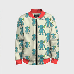Бомбер детский Милые зеленые человечки, цвет: 3D-красный