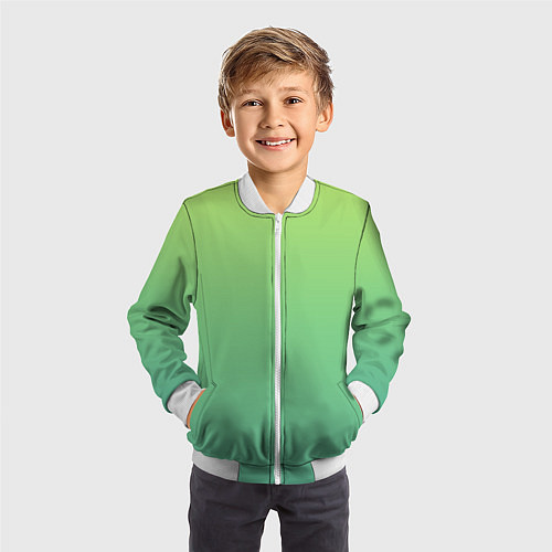 Детский бомбер Shades of Green GRADIENT / 3D-Белый – фото 3