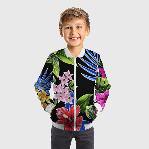 Детский бомбер Floral vanguard composition Летняя ночь Fashion tr / 3D-Белый – фото 3