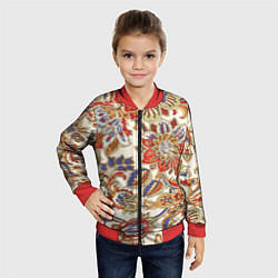 Бомбер детский Цветочный винтажный орнамент, цвет: 3D-красный — фото 2