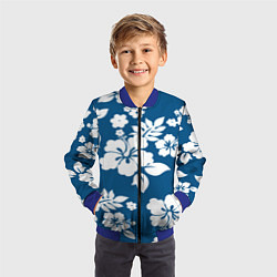 Бомбер детский Цветочный паттерн Минимализм, цвет: 3D-синий — фото 2