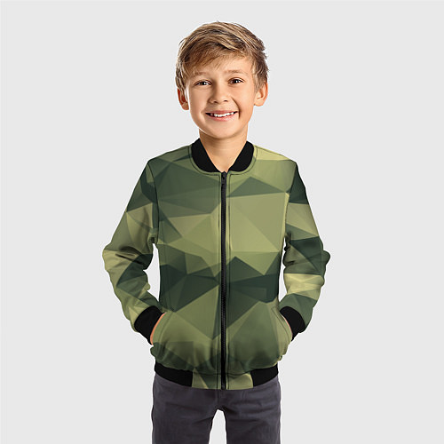 Детский бомбер 3д полигоны - камуфляж / 3D-Черный – фото 3