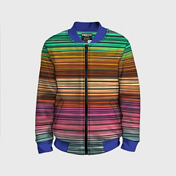 Бомбер детский Multicolored thin stripes Разноцветные полосы, цвет: 3D-синий