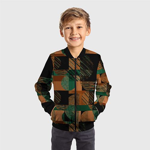 Детский бомбер Текстурированный абстрактный, геометрический принт / 3D-Черный – фото 3
