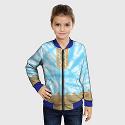 Бомбер детский Славянская тай-дай рубаха, цвет: 3D-синий — фото 2