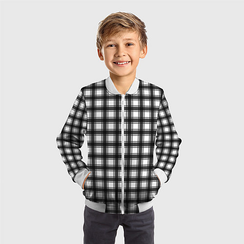 Детский бомбер Black and white trendy checkered pattern / 3D-Белый – фото 3