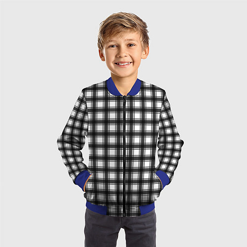 Детский бомбер Black and white trendy checkered pattern / 3D-Синий – фото 3