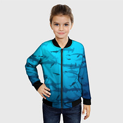 Бомбер детский Акулы - океан, цвет: 3D-черный — фото 2