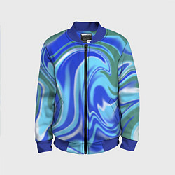 Бомбер детский Тай-дай с синим, зелёным и белым цветом, цвет: 3D-синий