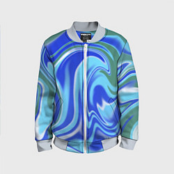 Бомбер детский Тай-дай с синим, зелёным и белым цветом, цвет: 3D-серый