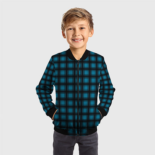 Детский бомбер Black and blue plaid / 3D-Черный – фото 3