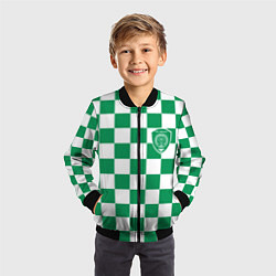 Бомбер детский ФК Ахмат на фоне бело зеленой формы в квадрат, цвет: 3D-черный — фото 2