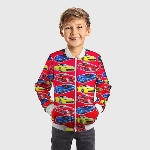 Детский бомбер Спортивные машины / 3D-Белый – фото 3