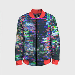 Бомбер детский Ночной город - glitch, цвет: 3D-красный