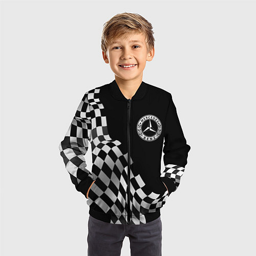 Детский бомбер Mercedes racing flag / 3D-Черный – фото 3