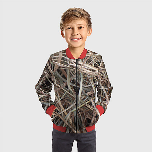 Детский бомбер Обычная высохшая трава - авангард / 3D-Красный – фото 3