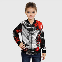 Бомбер детский Человек-безопила верхом на акуле-демоне, цвет: 3D-черный — фото 2