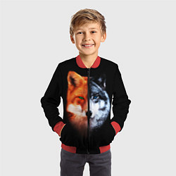 Бомбер детский Волк и Лисица, цвет: 3D-красный — фото 2