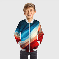 Бомбер детский Неоновые яркие волны, цвет: 3D-белый — фото 2