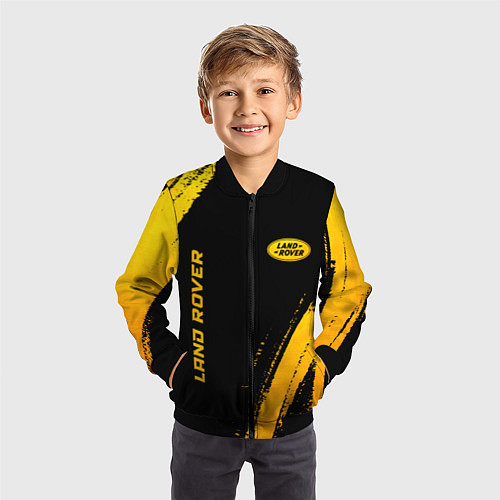 Детский бомбер Land Rover - gold gradient: надпись, символ / 3D-Черный – фото 3