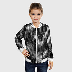 Бомбер детский Черно-белые штрихи, зигзаг, цвет: 3D-белый — фото 2