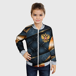 Бомбер детский Золотой герб России на объемном фоне, цвет: 3D-серый — фото 2