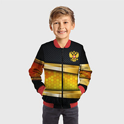 Бомбер детский Black & gold - герб России, цвет: 3D-красный — фото 2