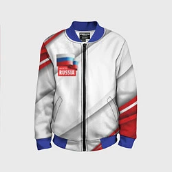 Бомбер детский Red & white флаг России, цвет: 3D-синий
