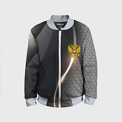 Бомбер детский Герб РФ киберпанк, цвет: 3D-серый