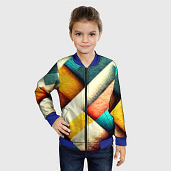 Бомбер детский Полосы-клетки, цвет: 3D-синий — фото 2
