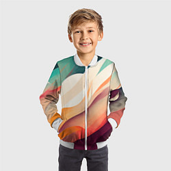 Бомбер детский Акварельная нарисованная абстракция, цвет: 3D-белый — фото 2