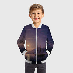 Бомбер детский Парусник у берегов Крыма в лунную ночь Айвазовский, цвет: 3D-белый — фото 2