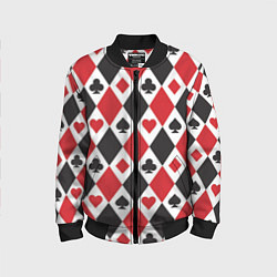 Бомбер детский Фон из карточных мастей, цвет: 3D-черный