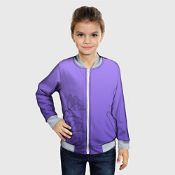 Бомбер детский Красивый фиолетовый градиент с цветами, цвет: 3D-серый — фото 2