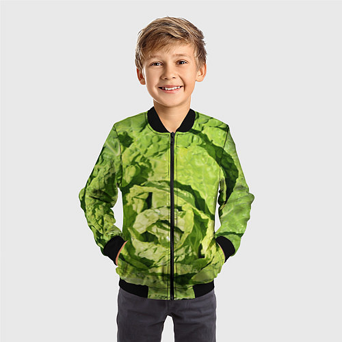 Детский бомбер Свежая капуста / 3D-Черный – фото 3