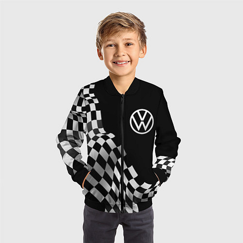 Детский бомбер Volkswagen racing flag / 3D-Черный – фото 3