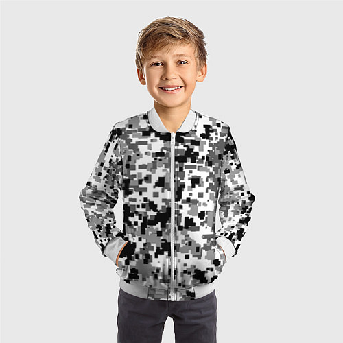 Детский бомбер Городской пиксель камуфляж / 3D-Белый – фото 3