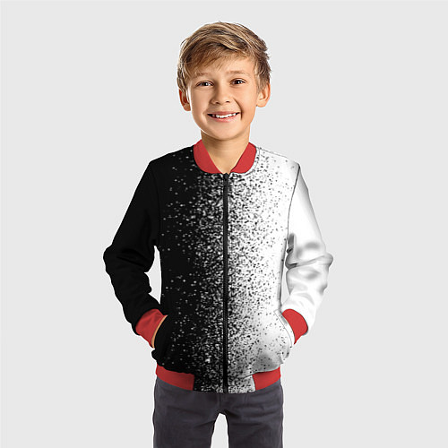 Детский бомбер Брызги красок - Черно-белый / 3D-Красный – фото 3