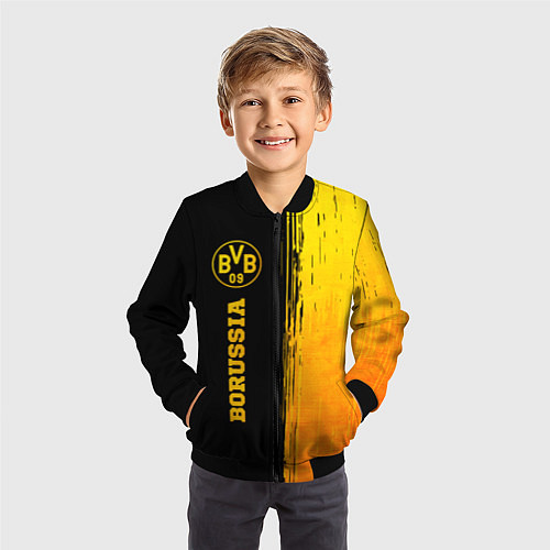 Детский бомбер Borussia - gold gradient: по-вертикали / 3D-Черный – фото 3