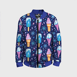Бомбер детский Новогоднее мороженое, цвет: 3D-синий