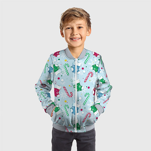 Детский бомбер Новогодний паттерн / 3D-Серый – фото 3