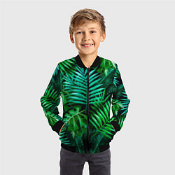 Бомбер детский Тропические растения - текстура, цвет: 3D-черный — фото 2