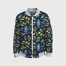 Бомбер детский Микрофон и ноты, цвет: 3D-серый