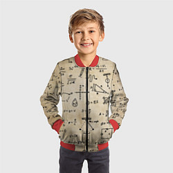 Бомбер детский Научные формулы на старой бумаге, цвет: 3D-красный — фото 2