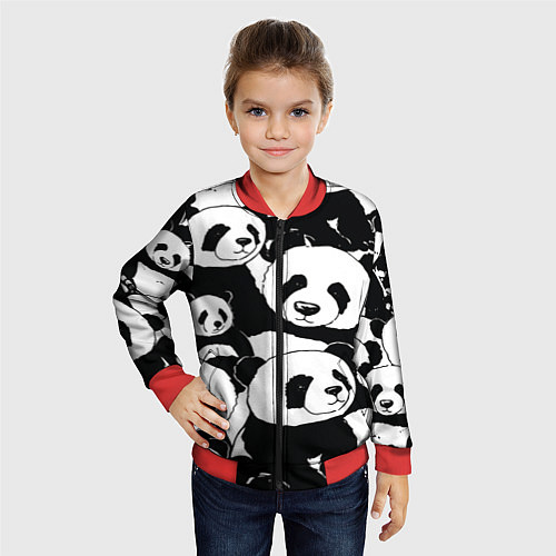Детский бомбер С пандами паттерн / 3D-Красный – фото 4