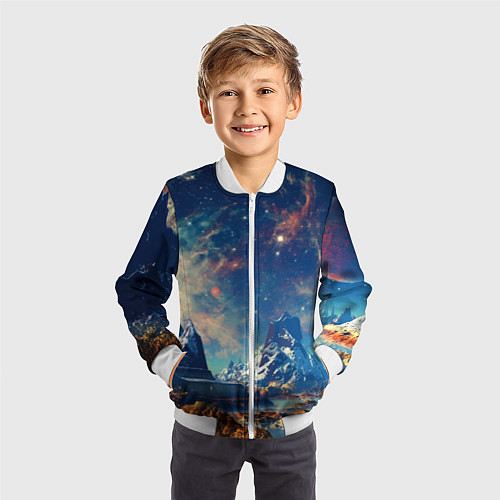 Детский бомбер Горы и бескрайний космос / 3D-Белый – фото 3