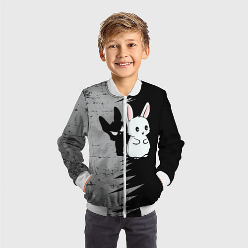 Детский бомбер Теневой зайка / 3D-Белый – фото 3