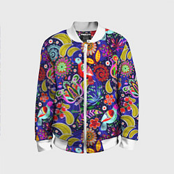 Бомбер детский Multicolored floral patterns, цвет: 3D-белый