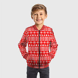 Бомбер детский New Years winter pattern, цвет: 3D-красный — фото 2